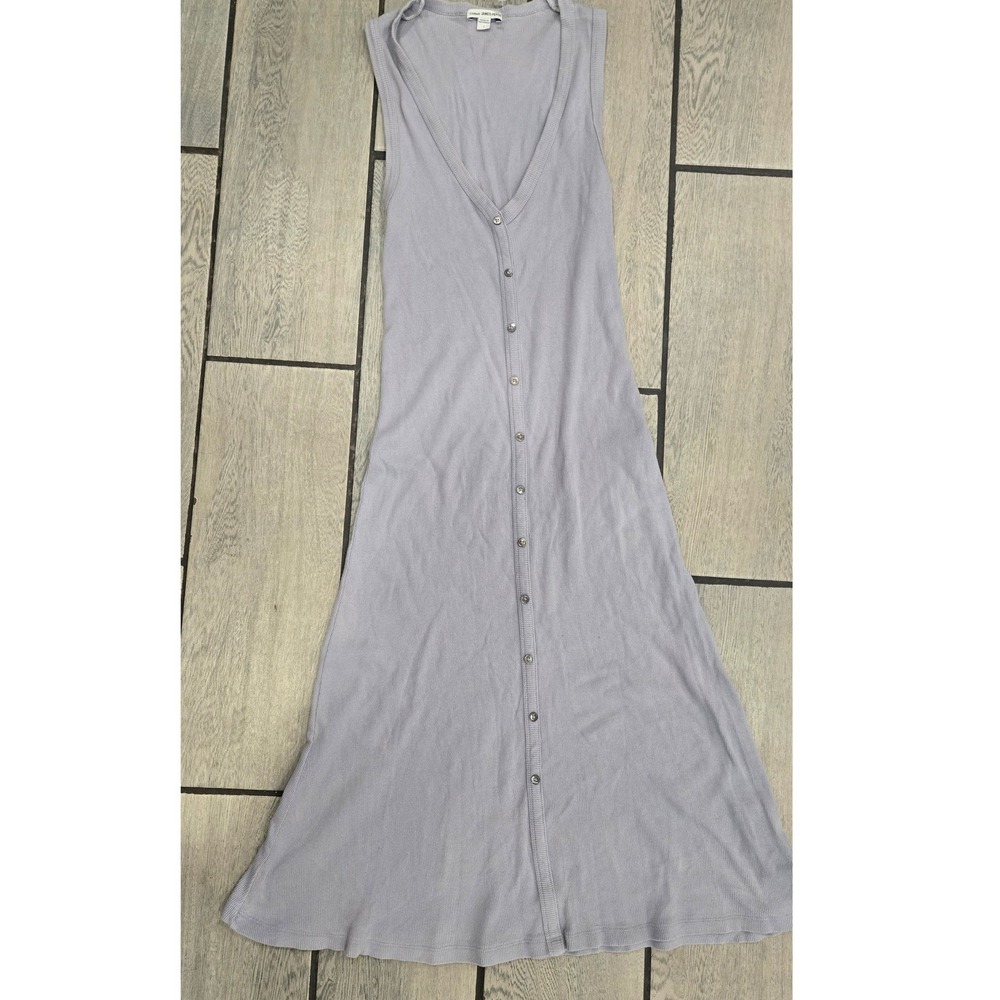 Standard James Perse Ribbed Knit Button Down Midi Dress Lavender Purple Size 1/S